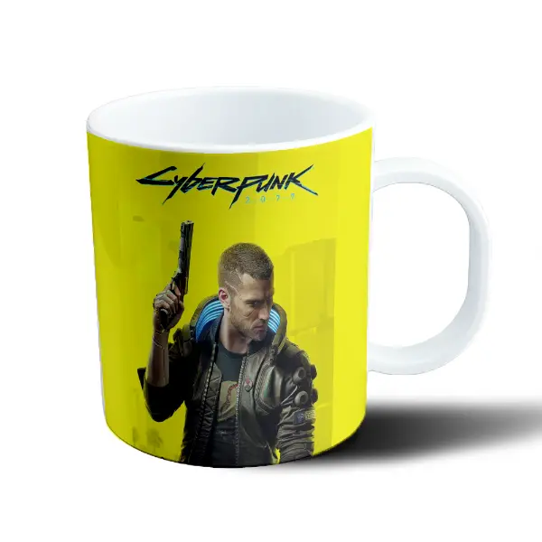 Taza de Plástico Cyberpunk 2077 V con pistola
