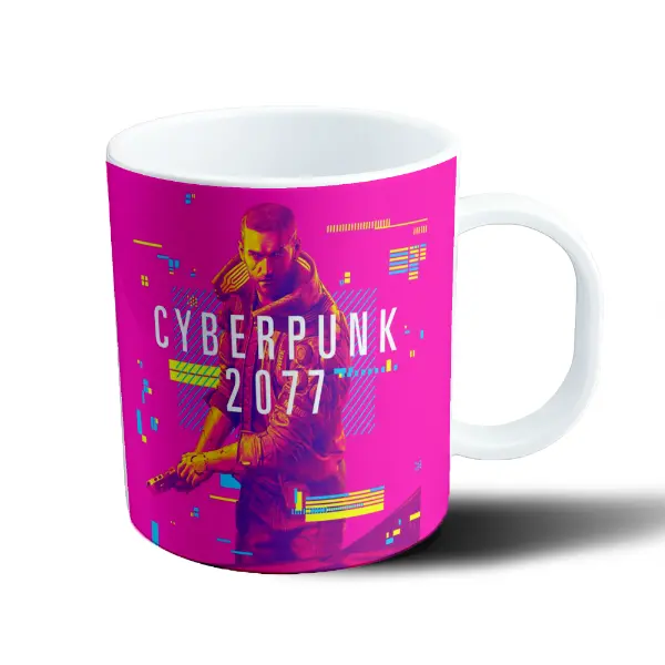 Taza de Plástico Cyberpunk 2077 V con Pistola