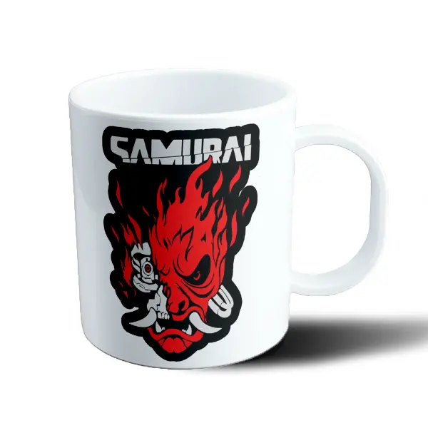 Taza de Plástico Cyberpunk 2077 Samurai Oni Cibernético