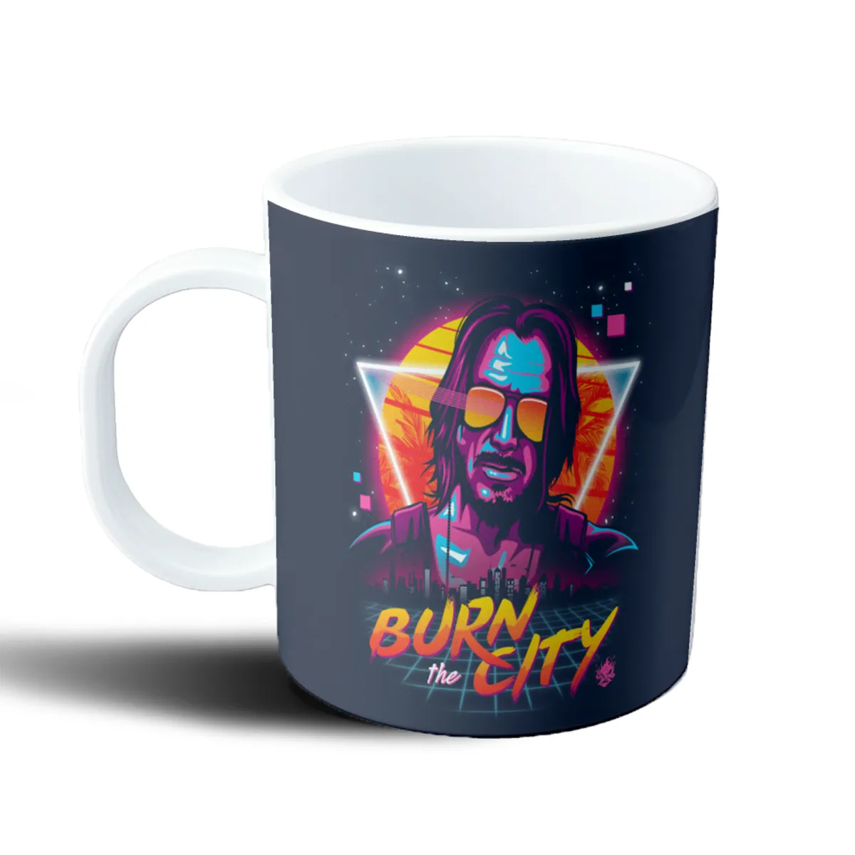 Taza de Plástico Cyberpunk 2077 Johnny Silverhand Burn the City - vista 2