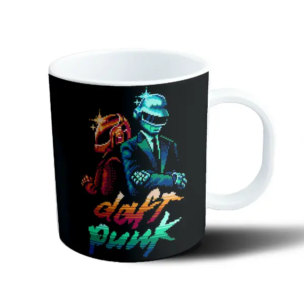 Taza de Plástico Daft Punk Pixel Art Neón