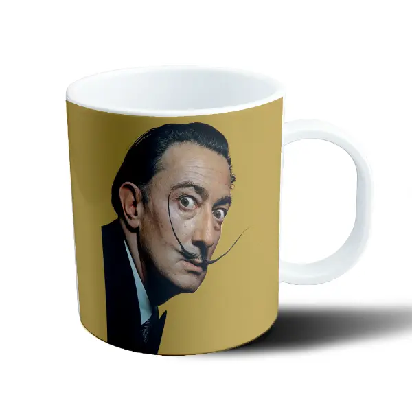 Taza de Plástico Dali Bigote Retrato Dorado
