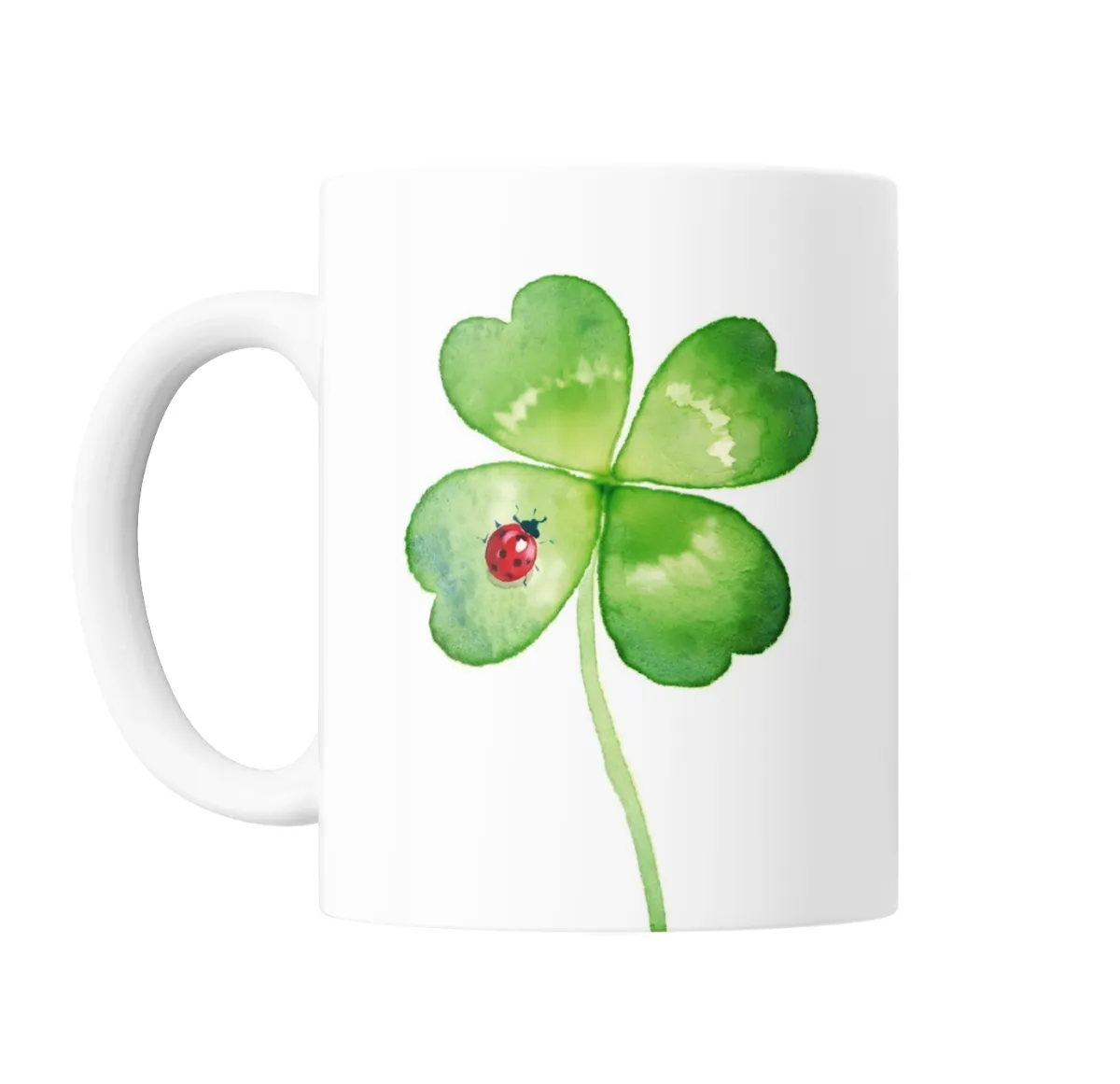 Taza de Cerámica Buena Suerte Trébol de Cuatro Hojas con Mariquita - vista 2