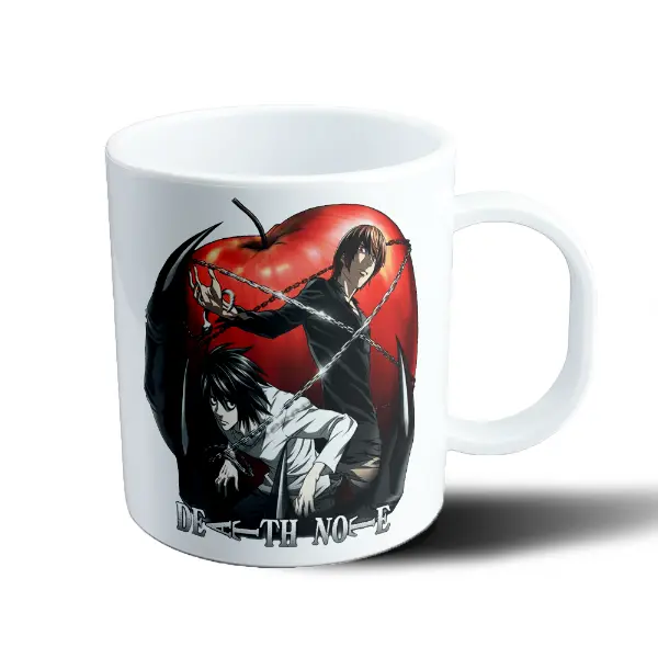 Taza de Plástico Death Note Light y L con Manzana