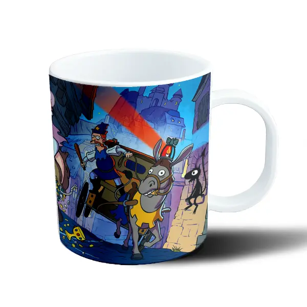 Taza de Plástico Desencanto Bean y Elfo Huyendo