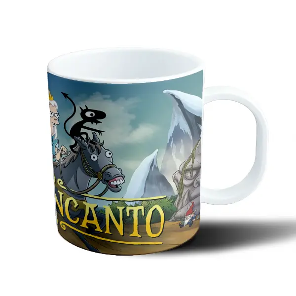 Taza de Plástico Desencanto Bean Princesa Elfo y Luci con cerveza
