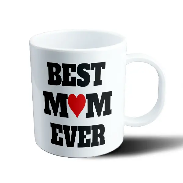Taza de Plástico Best Mom Ever con Corazón