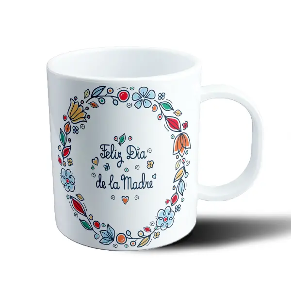 Taza de Plástico Feliz Día de la Madre Flores Coloridas