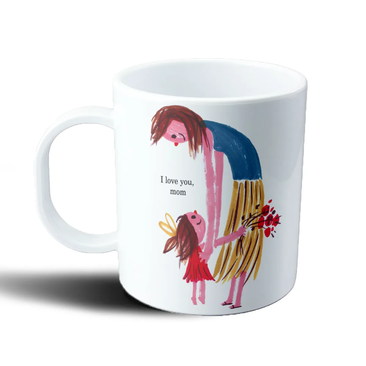 Taza de Plástico Dia de la Madre I Love You Mom Mamá con Hija y Flores - vista 2