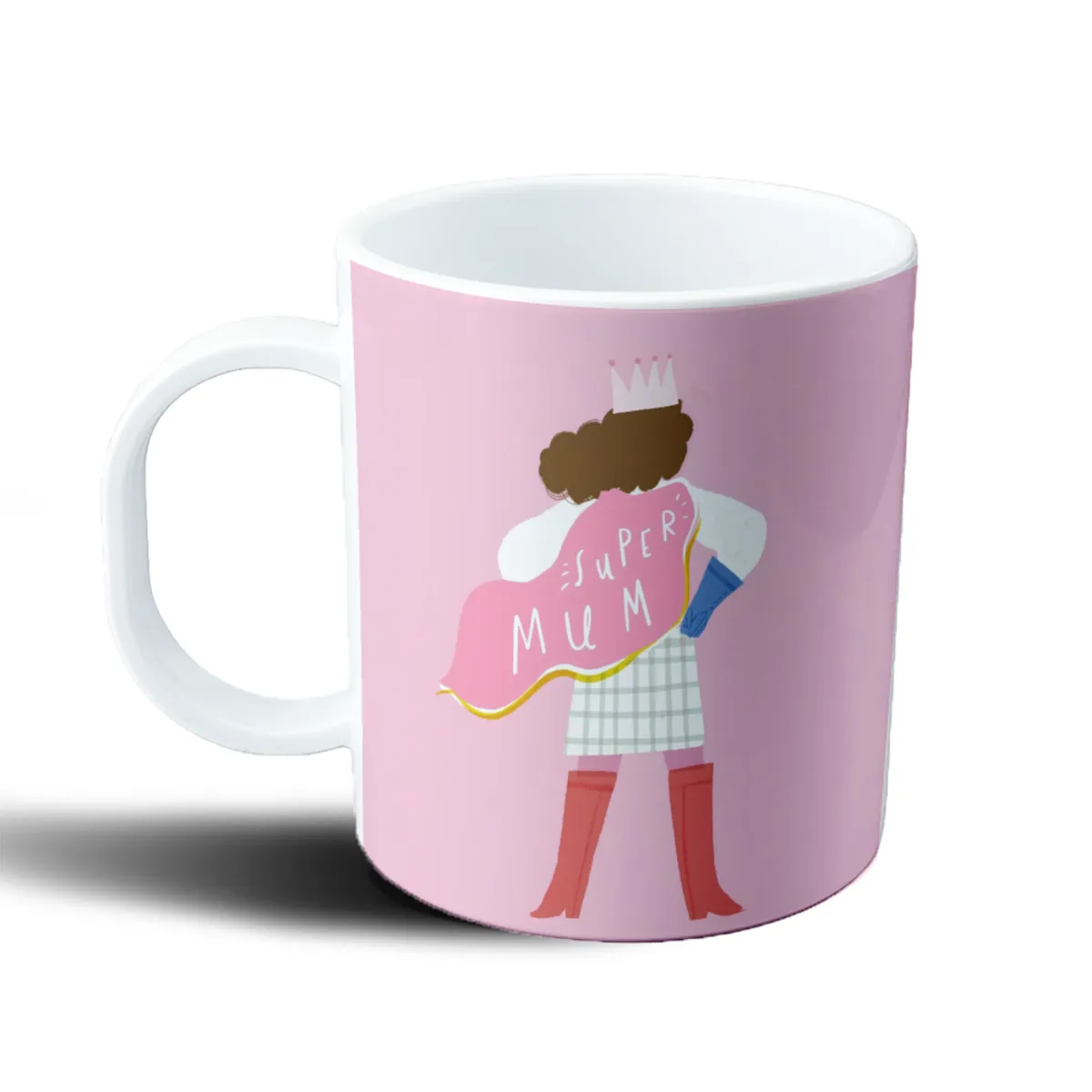 Taza de Plástico Super Mum Corona Capa Rosa - vista 2