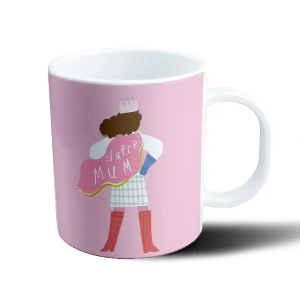 Taza de Plástico Super Mum Corona Capa Rosa
