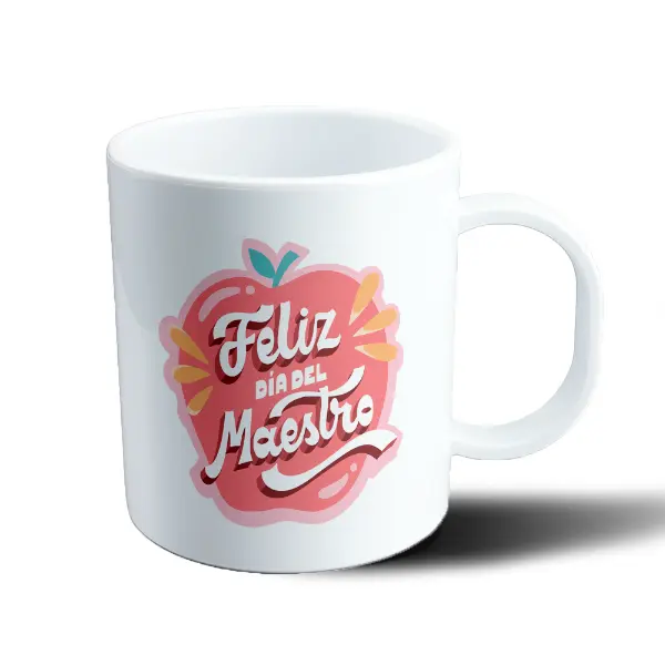 Taza de Plástico Feliz Día del Maestro Manzana Roja