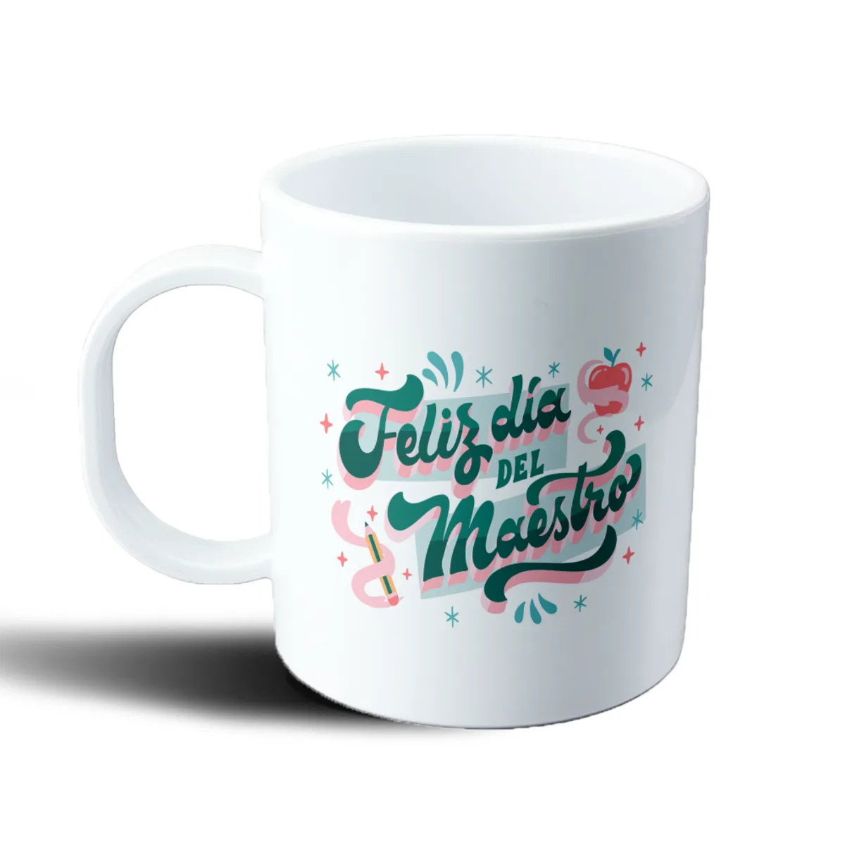 Taza de Plástico Feliz Día del Maestro Diseño Tipográfico - vista 2