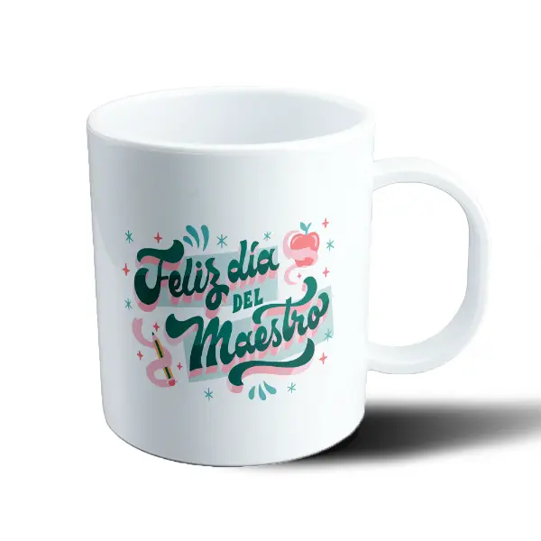 Taza de Plástico Feliz Día del Maestro Diseño Tipográfico