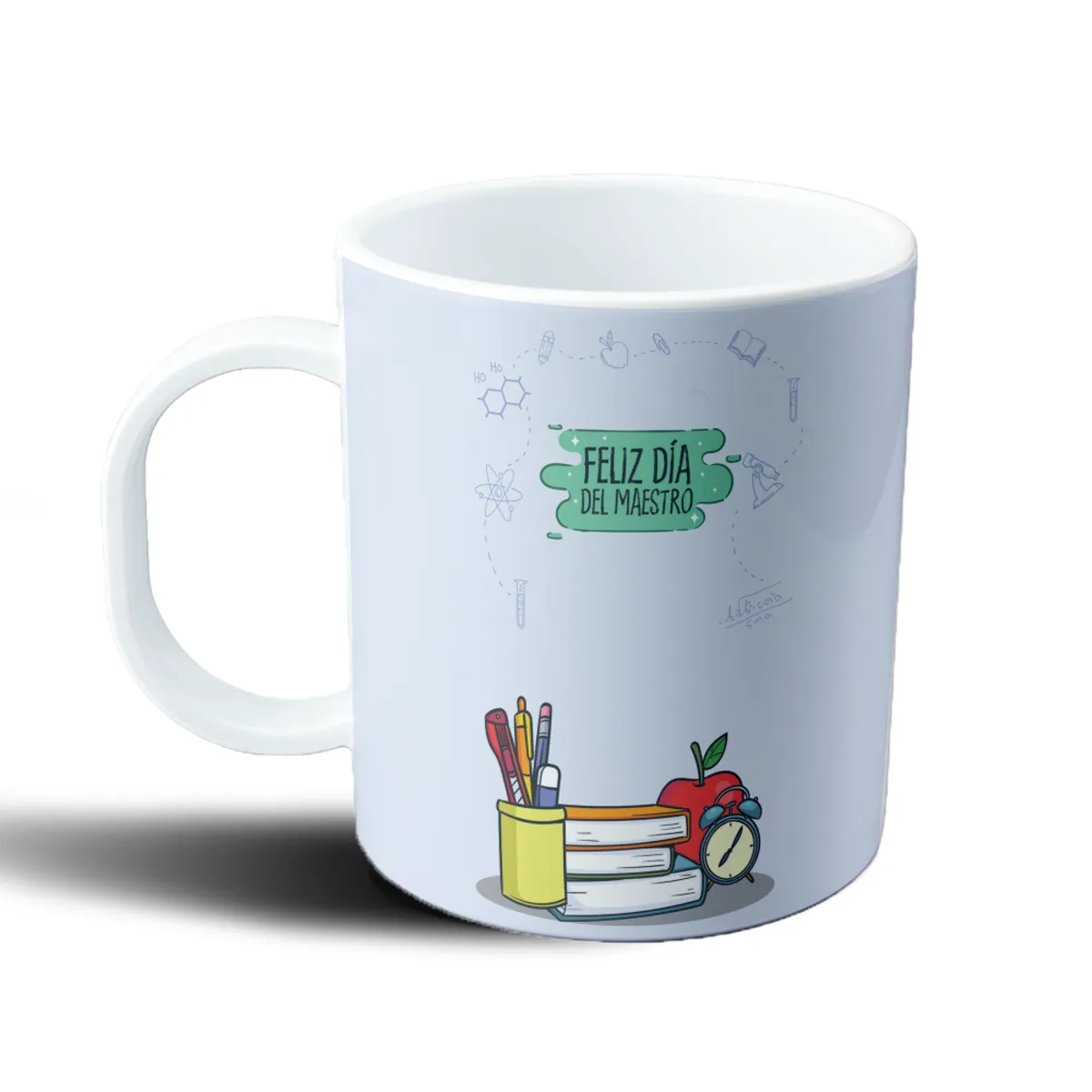 Taza de Plástico Feliz Día del Maestro Útiles y Libros - vista 2