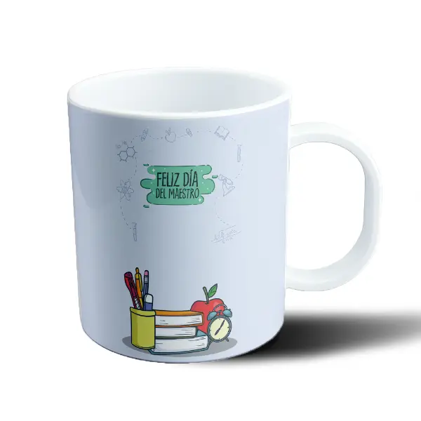 Taza de Plástico Feliz Día del Maestro Útiles y Libros