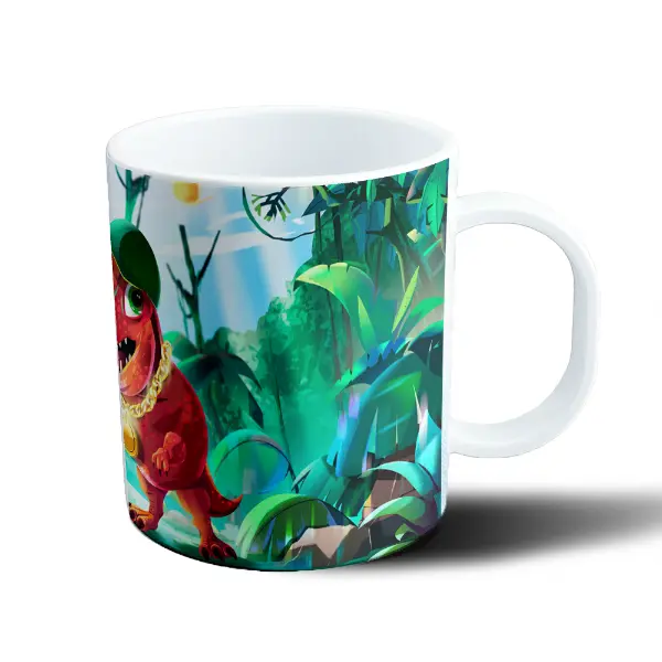 Taza de Plástico Dinosaurios Jungla Cool con Cadenas y Gorra