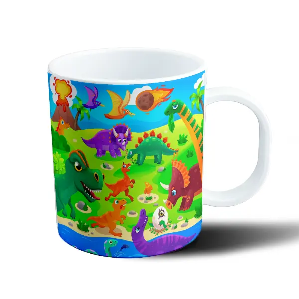 Taza de Plástico Dinosaurios Dibujos Coloridos Mundo Jurásico