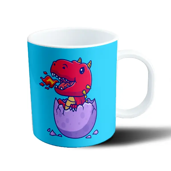 Taza de Plástico Dinosaurio Bebé Rojo Saliendo del Huevo