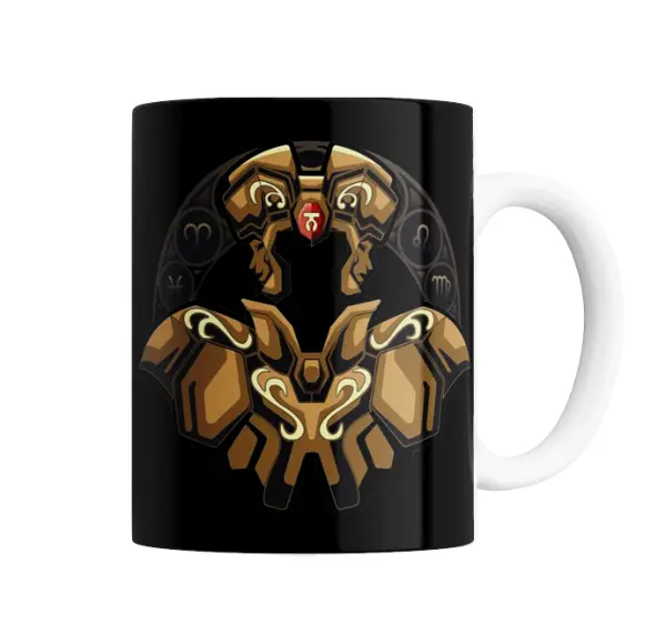 Taza de Cerámica Caballeros del Zodiaco Géminis Armadura Dorada