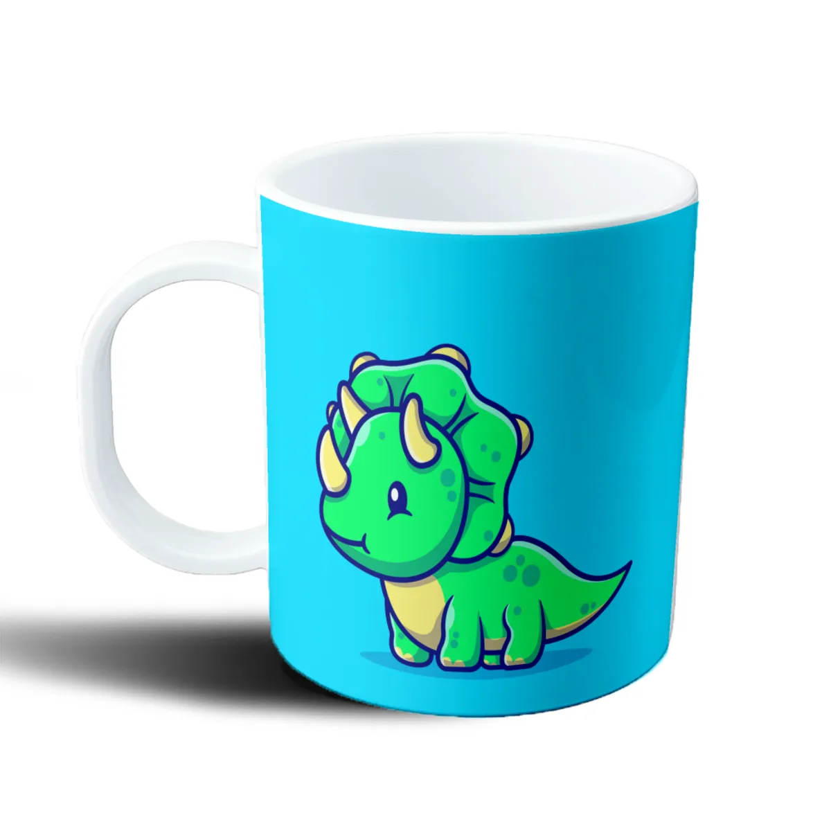 Taza de Plástico Dinosaurio Triceratops Bebé Verde - vista 2