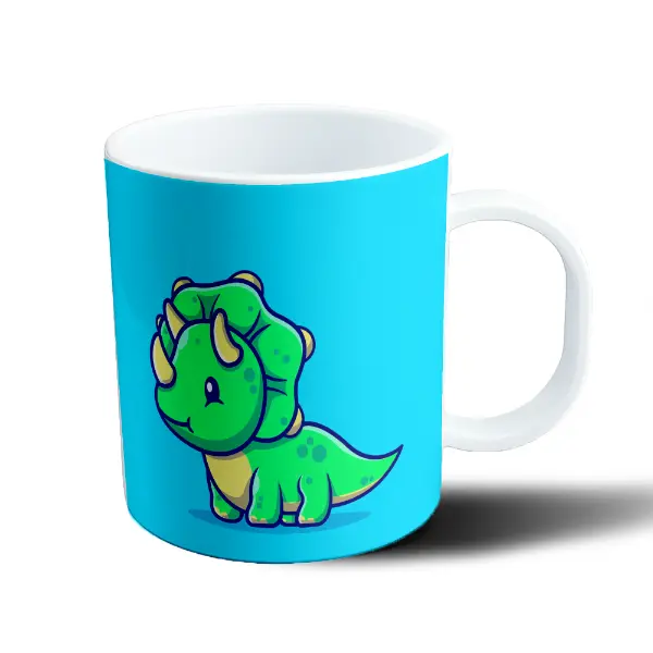 Taza de Plástico Dinosaurio Triceratops Bebé Verde