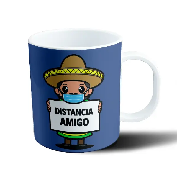 Taza de Plástico Distancia Amigo Mexicano con Barbijo