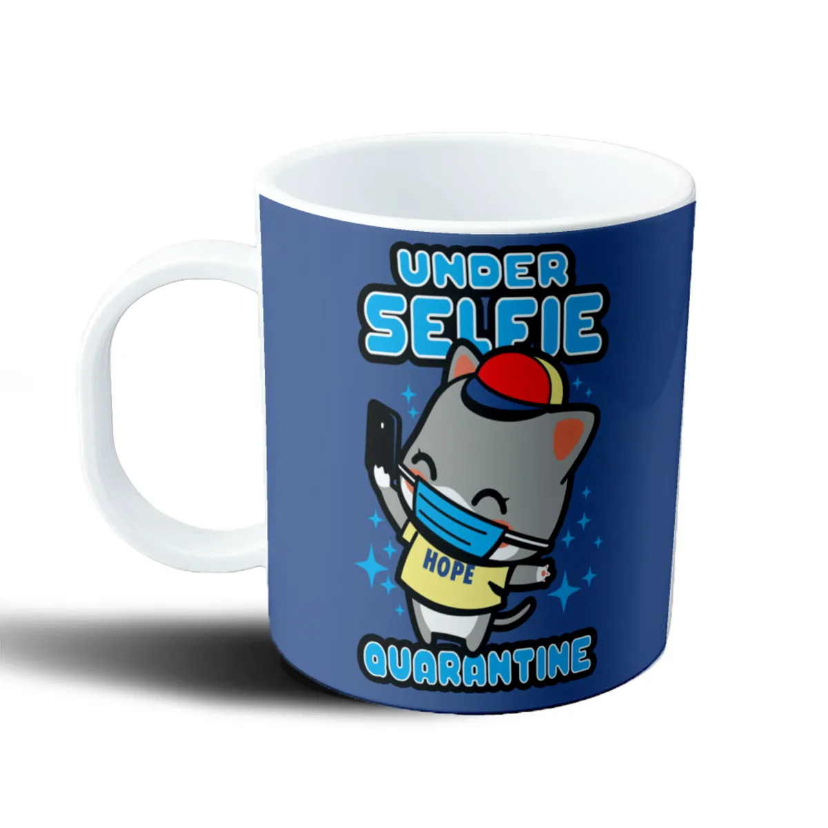 Taza de Plástico Under Selfie Quarantine Gato con Barbijo - vista 2