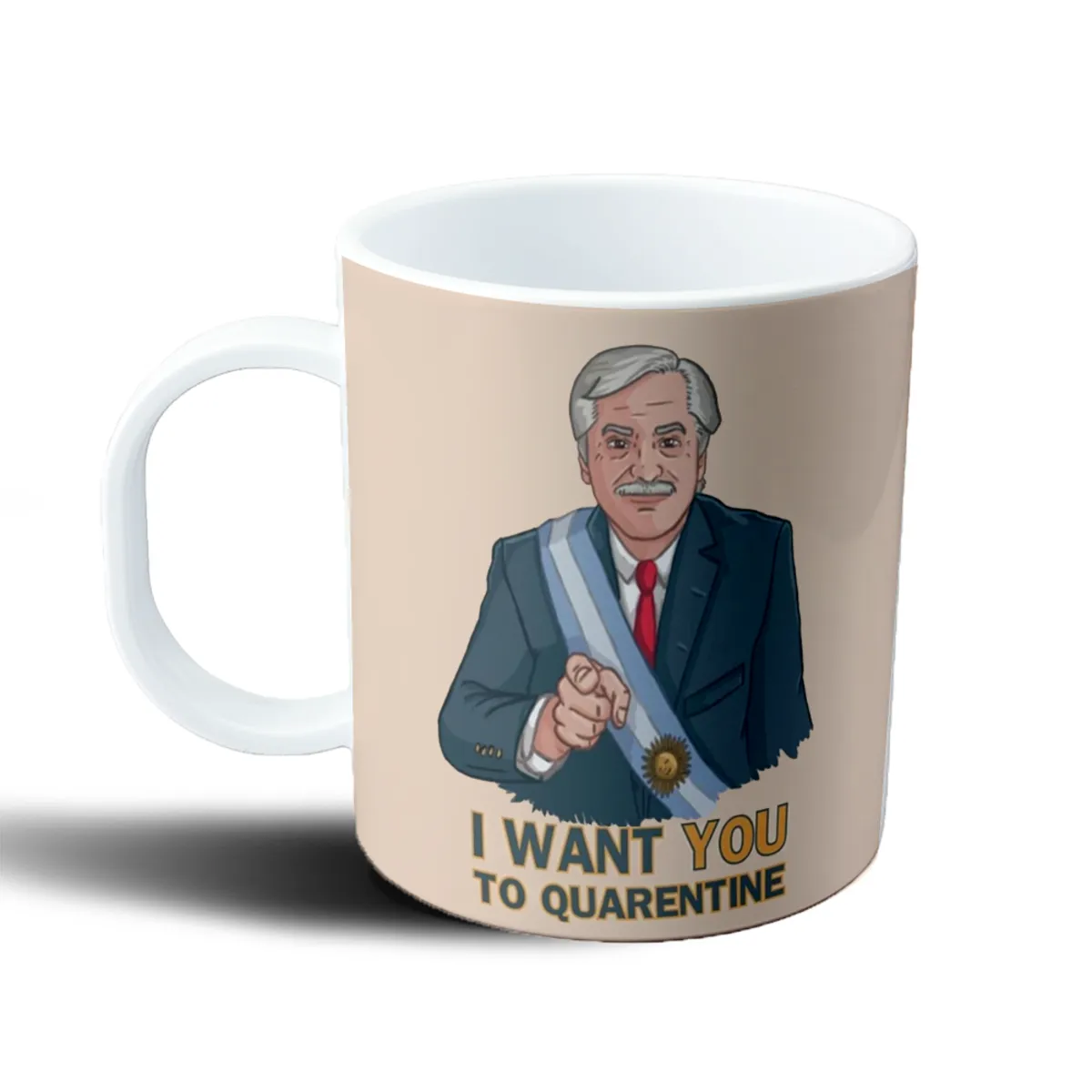 Taza de Plástico Presidente Alberto Fernandez Distanciamiento Social I Want You to Quarantine - vista 2