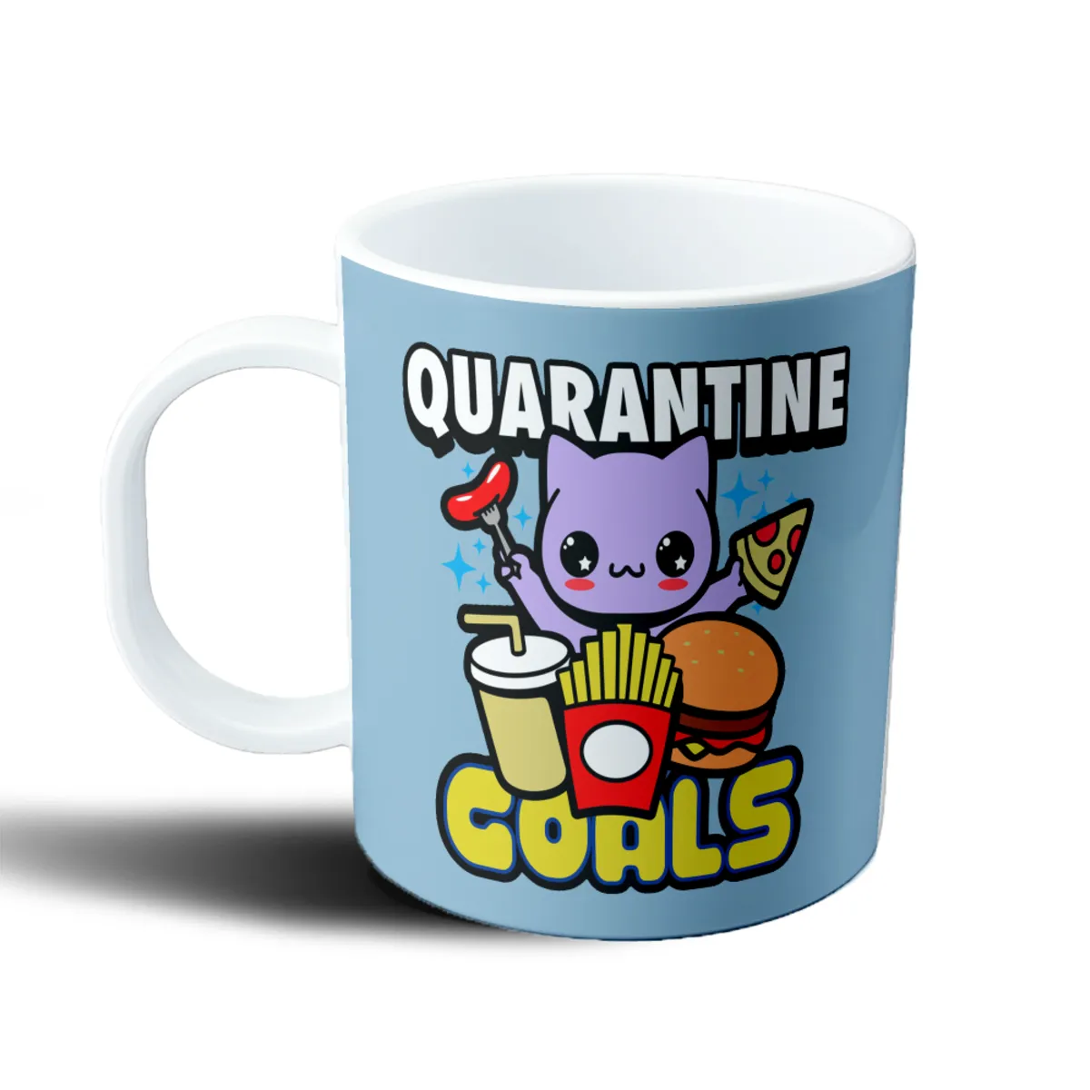 Taza de Plástico Quarantine Goals Gato Kawaii Comida Rápida - vista 2