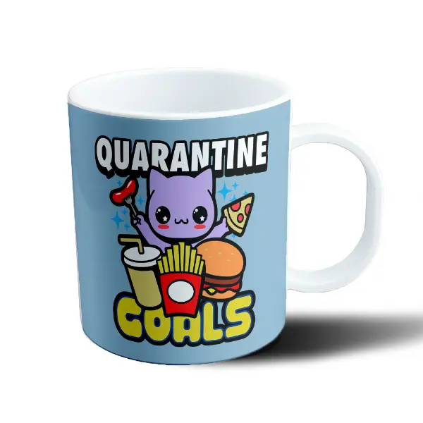 Taza de Plástico Quarantine Goals Gato Kawaii Comida Rápida
