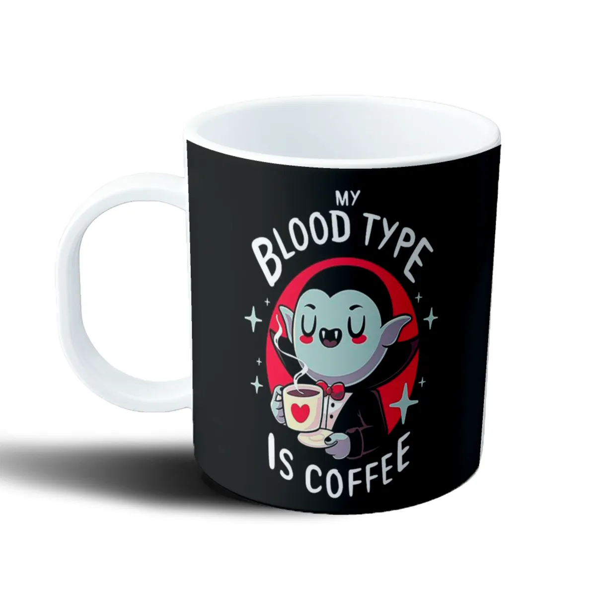 Taza de Plástico Dracula Vampiro Tomando Café - vista 2