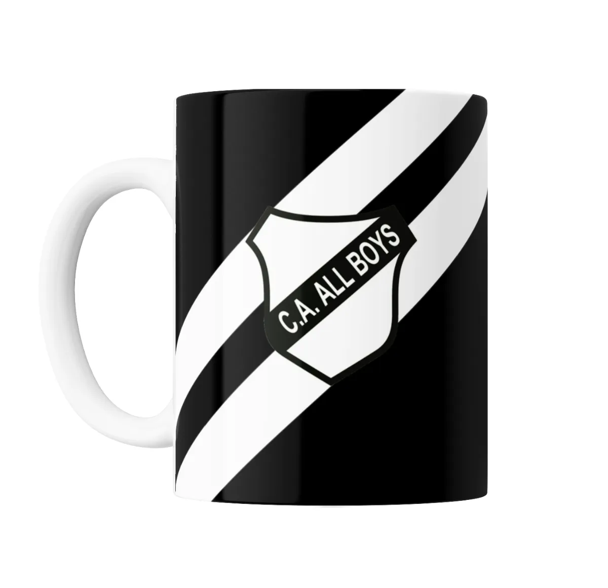 Taza de Cerámica All Boys Escudo y Franjas Blancas y Negras - vista 2