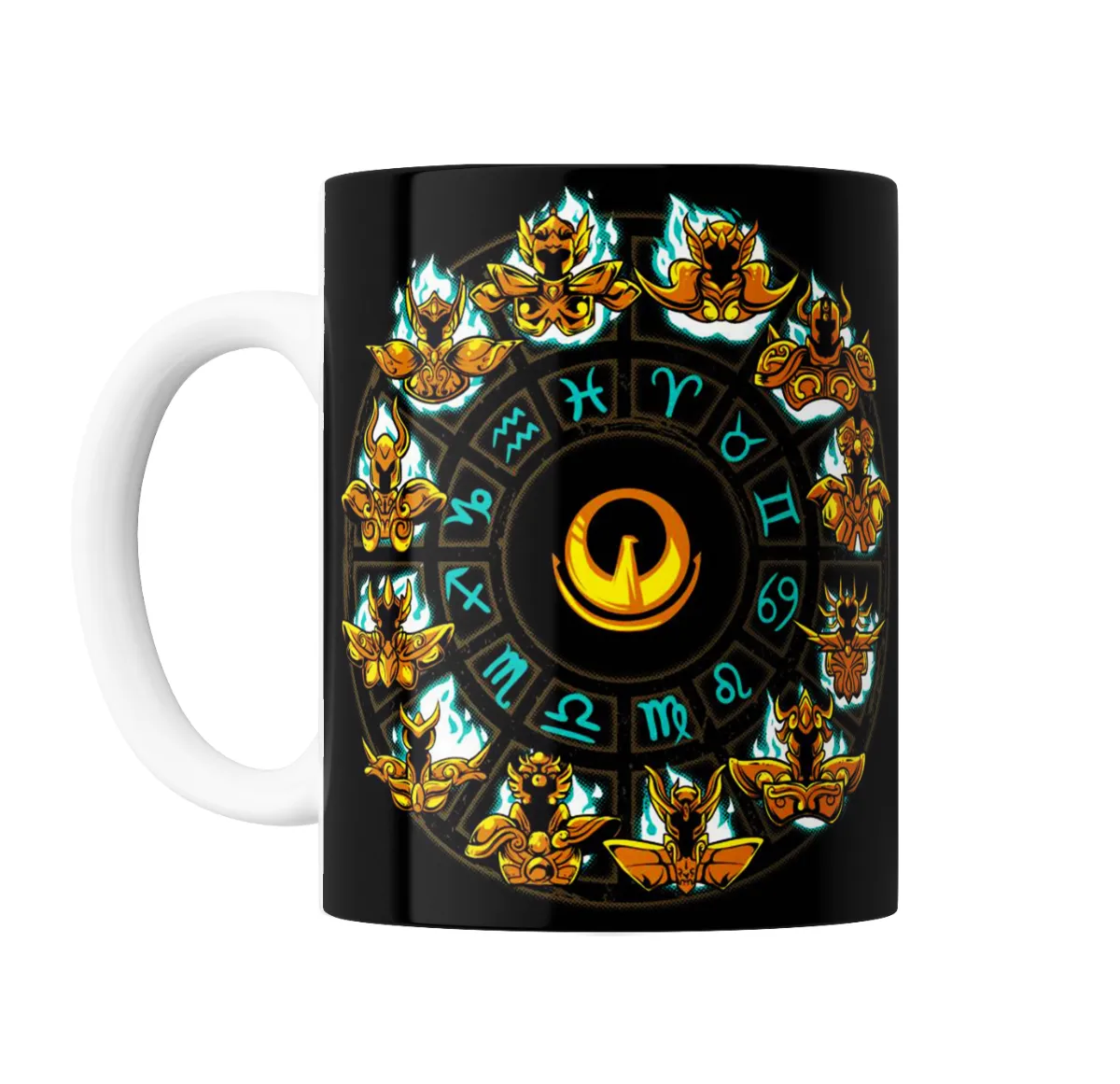 Taza de Cerámica Caballeros del Zodiaco Armaduras Doradas y Signos - vista 2