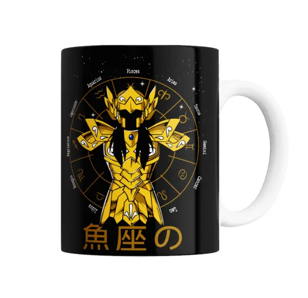 Taza de Cerámica Caballeros del Zodiaco Piscis Armadura Dorada