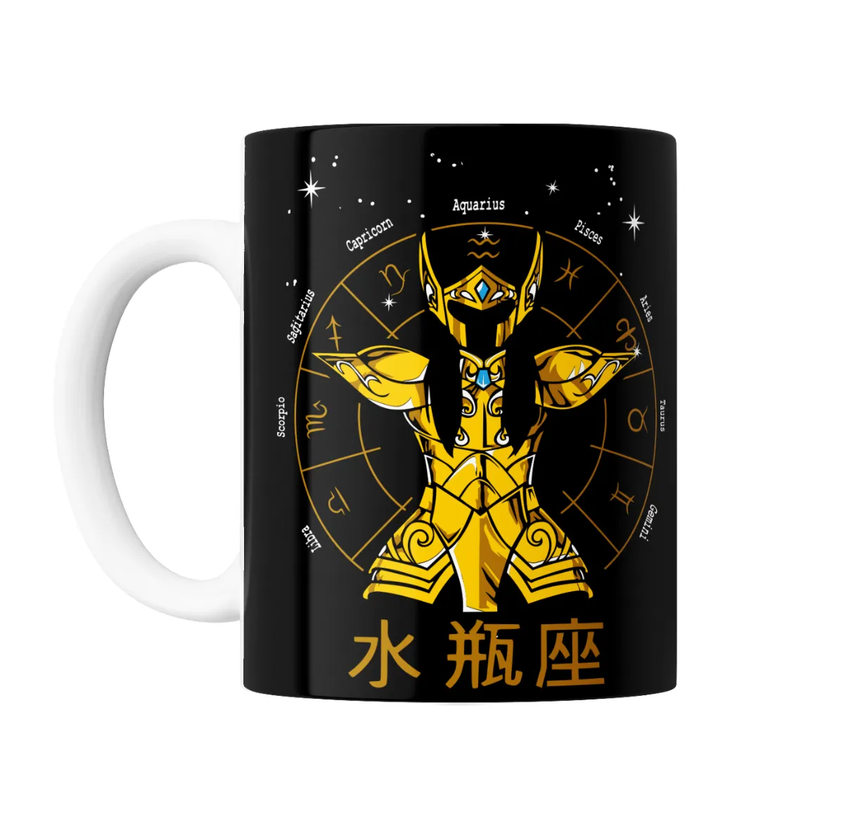 Taza de Cerámica Caballeros del Zodiaco Acuario Armadura Dorada - vista 2