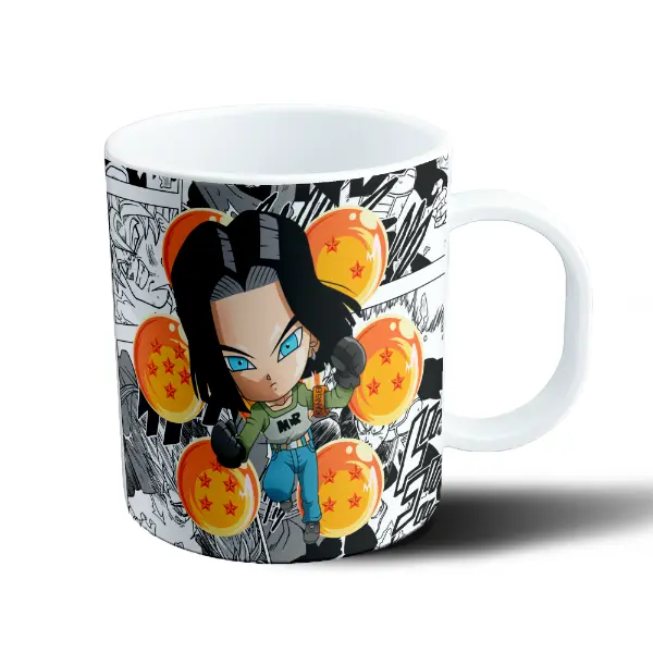 Taza de Plástico Dragon Ball Androide 17 Chibi con Esferas