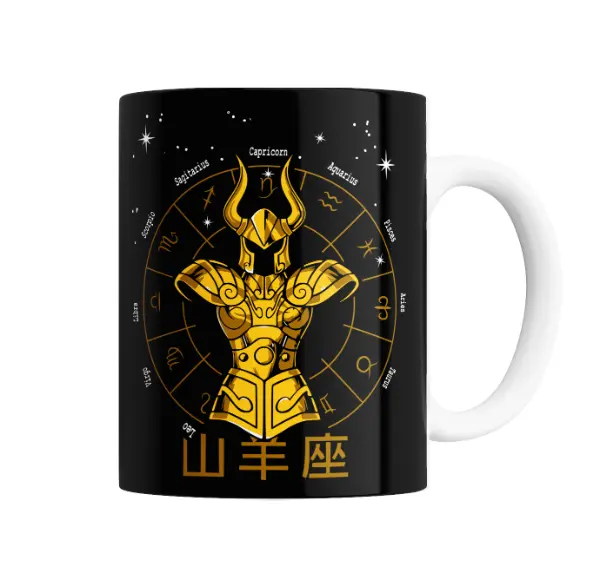 Taza de Cerámica Caballeros del Zodiaco Capricornio Armadura Dorada