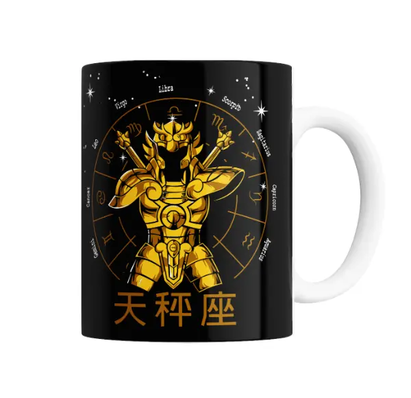 Taza de Cerámica Caballeros del Zodiaco Libra Armadura Dorada
