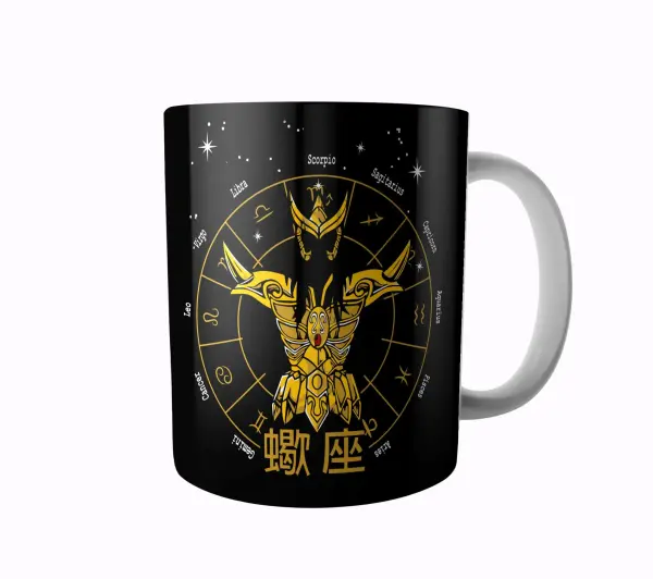 Taza de Cerámica Caballeros del Zodiaco Escorpio Armadura Dorada