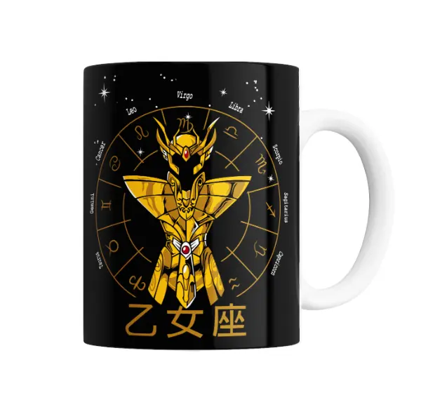 Taza de Cerámica Caballeros del Zodiaco Virgo Shaka Armadura Dorada