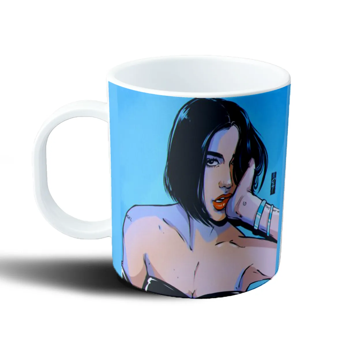 Taza de Plástico Dua Lipa Ilustración Azul - vista 2