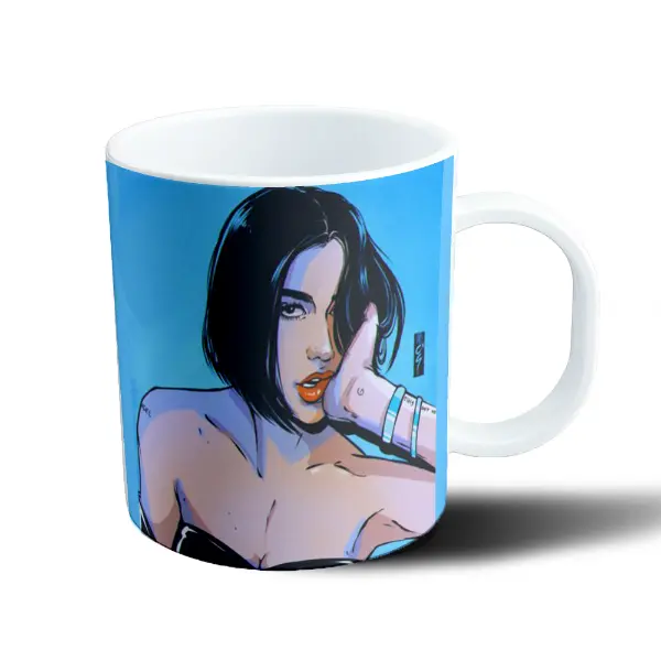 Taza de Plástico Dua Lipa Ilustración Azul