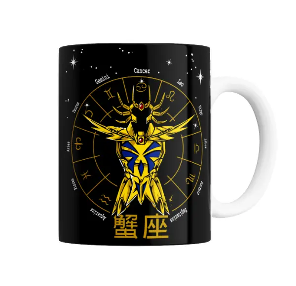Taza de Cerámica Caballeros del Zodiaco Cáncer Armadura Dorada