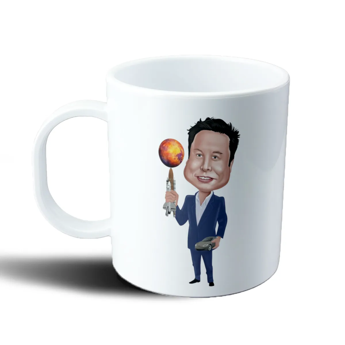 Taza de Plástico Elon Musk Caricatura Marte Cohete Tesla - vista 2
