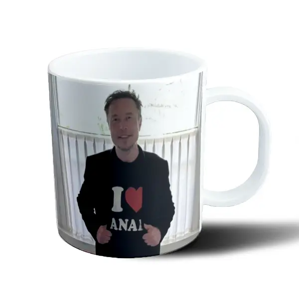 Taza de Plástico Elon Musk Meme Remera con Corazón