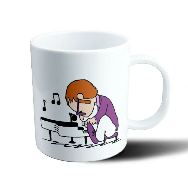 Taza de Plástico Elton John Gafas Naranjas Ilustrado