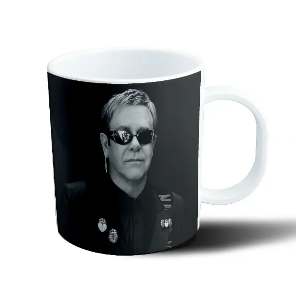 Taza de Plástico Elton John Retrato Blanco y Negro