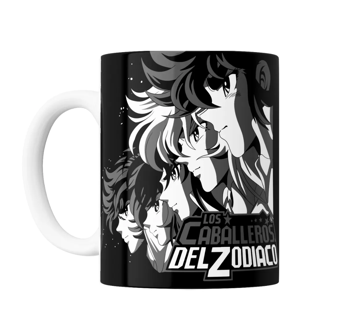 Taza de Cerámica Caballeros del Zodiaco Blanco y Negro - vista 2