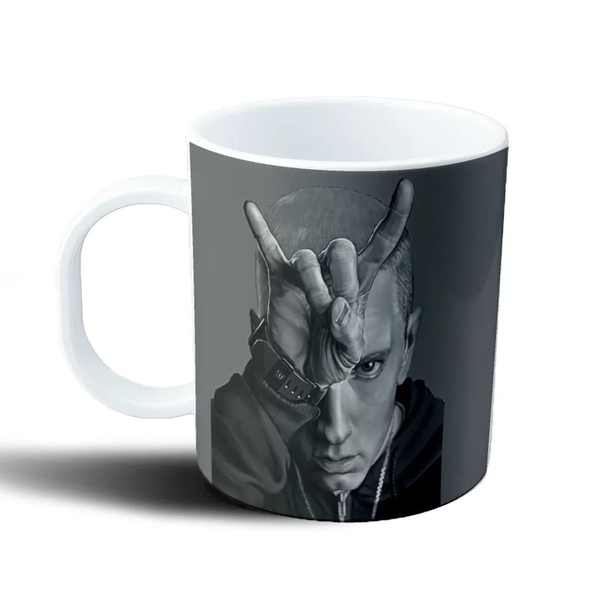 Taza de Plástico Eminem Retrato en Blanco y Negro - vista 2